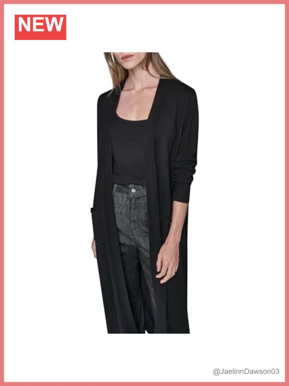 Karl Lagerfeld Long Sleeve Crew Neck Long Cardigan Sweater